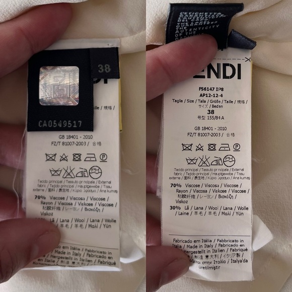 Fendi Wool Blend Top 38 Cream / Black - Picture 9 of 16